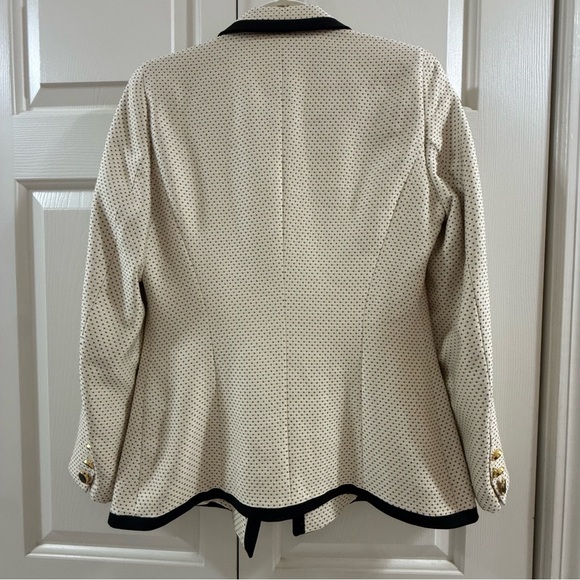 Escada Margaretha Ley Silk Wool Polka Dot Blazer Black Trim Old Money Chic EU 36 - Picture 3 of 17